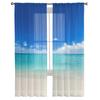 Cortinas Transparentes com Paisagem de Praia Oceânica para Sala de Estar, Quarto, Quarto de Meninas Decoração Cortinas de Voil