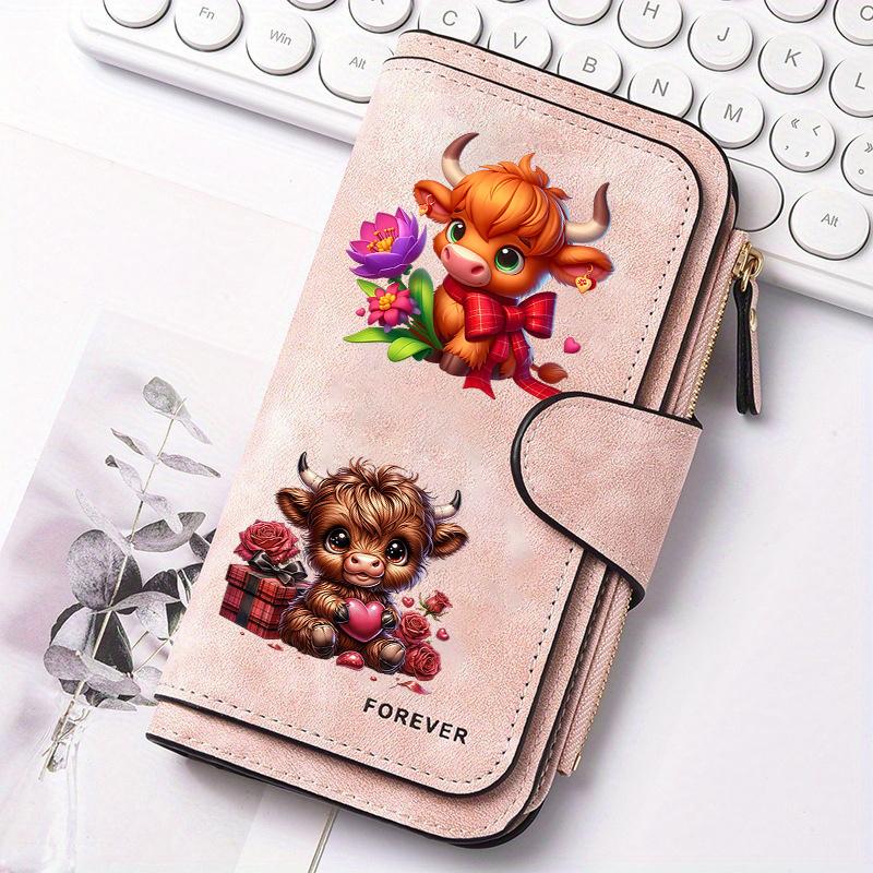 Women's Long Wallet Scottish Highland Cow Design 1pc Multi-functional Snap Coin Purse Cute Cat Lover Gift Daily Commute Outdoor Travel Family Use