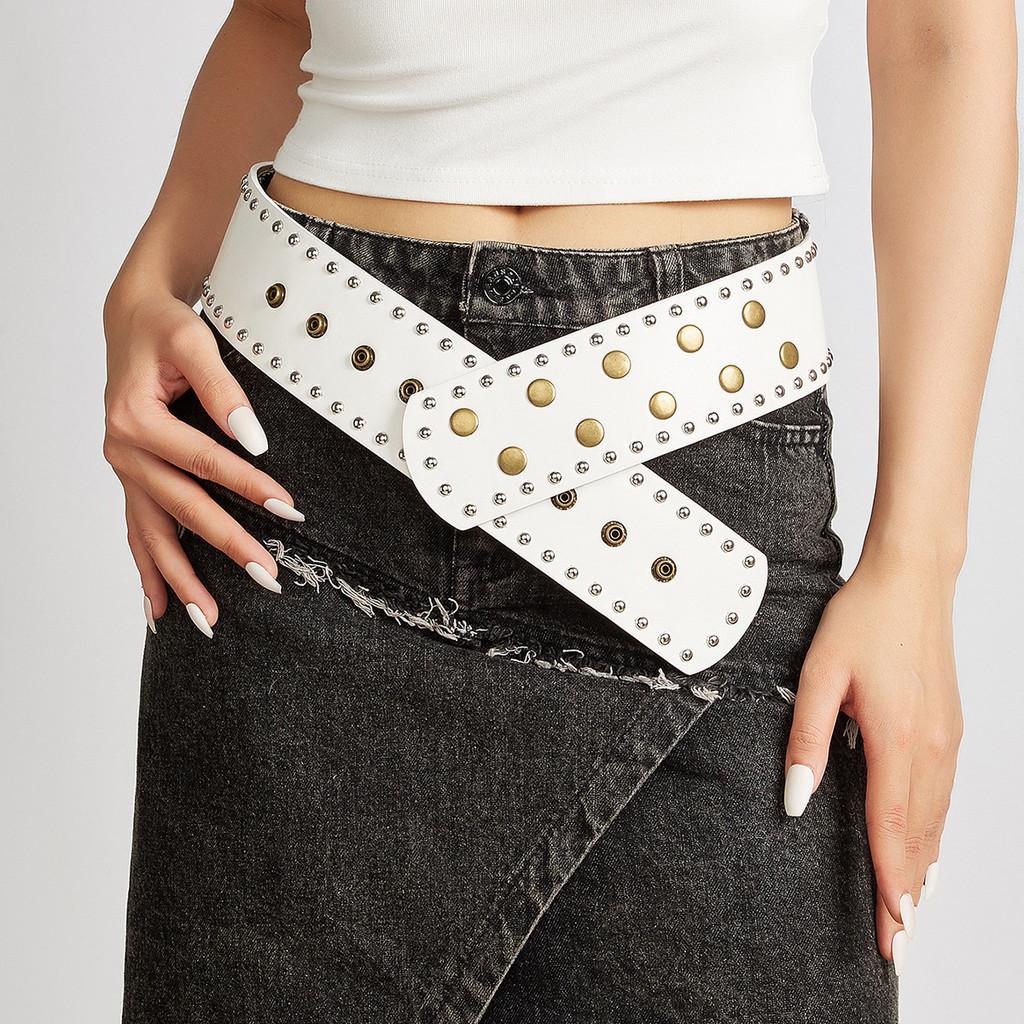 Punk Style Rivet Belt With Metal Buckle For Fashionforward Streetwear