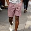 Pantaloncini Casual da Uomo con Coulisse in Vita in Tessuto a Coste Vestibilità Rilassata Lunghezza Interna Cinque Pollici Pantaloni Corti con Etichetta