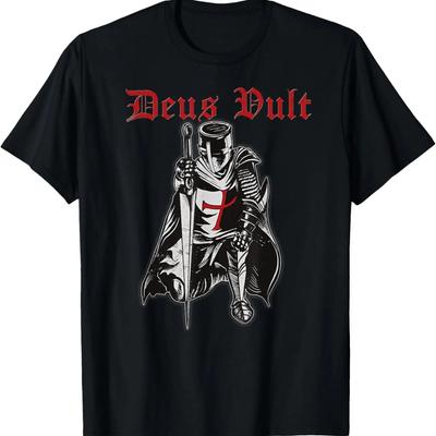 Deus Vult Rytíři Templáři Rytířská Zbroj Středověké Tričko