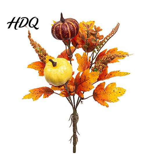 Rustic Autumn Floral Display Artificial Fall Bouquet with Fabric Pumpkins Maple Leaves Wheat Berries Pumpkin Decoration Home Decor for Thanksgiving