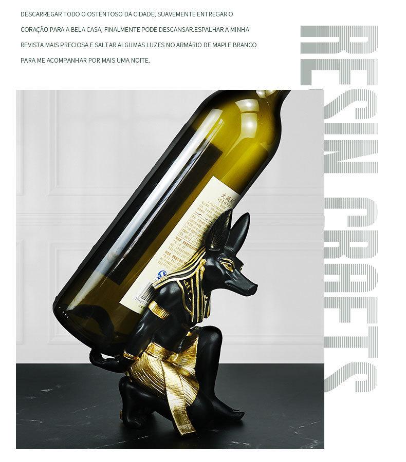 Stojak na wino i uchwyt na telefon Anubis i Bastet Dekor z żywicy