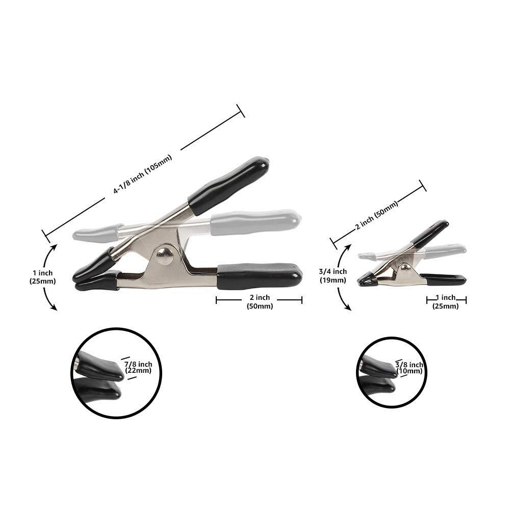 Amazon Basics Steel Spring Clamp Set, 20-Piece Set, 15 2cm Clamps and 5 3cm Clamps, Black/Silver