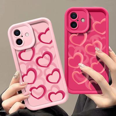 Colorful Love Hearts Pattern Shockproof Phone Cover For iPhone 16 Pro Max 15 Pro 14 13 12 11 XS XR 8 7 Lens Protection TPU Soft Silicone Bumper Cover