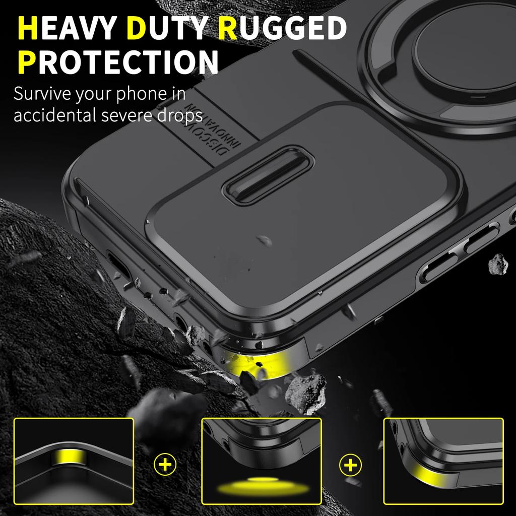 Shockproof Magnetic Case for Honor 400 Pro 5G Slide Camera Lens Ring Stand Protect Cover for Honor 400 Lite X9C Magic7 Lite Case