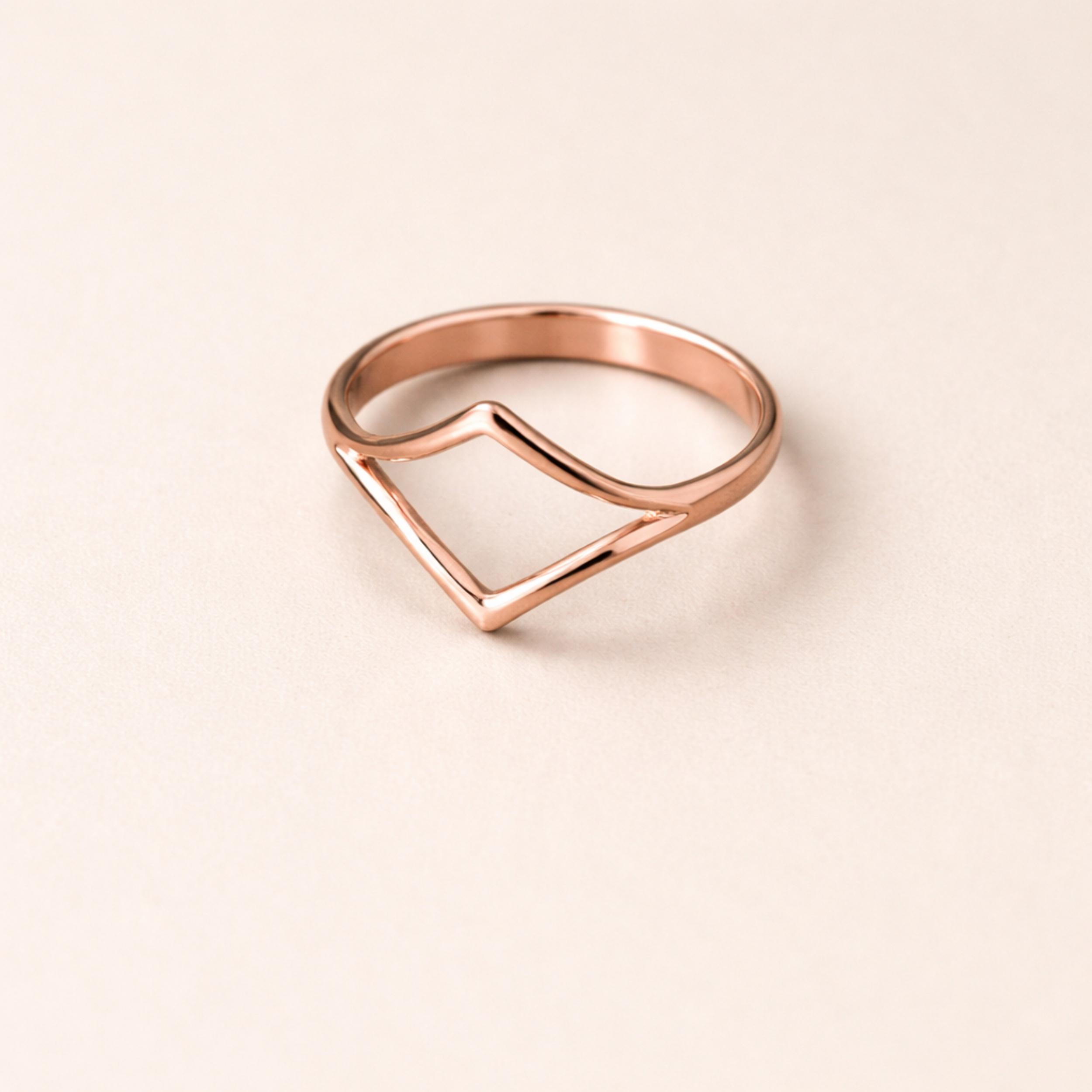 Modern Copper Ring, Open Geometric Triangle Design, Minimalist Stacking Ring 4