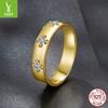 925 Sterling Silver Gold Plated Mozzarella Diamond Ring Wedding Ring, Popular Lucky Clover Ring