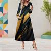 Women Plus Size V Neck Long Sleeve Halloween Printed A Line Midi Dress With Pockets