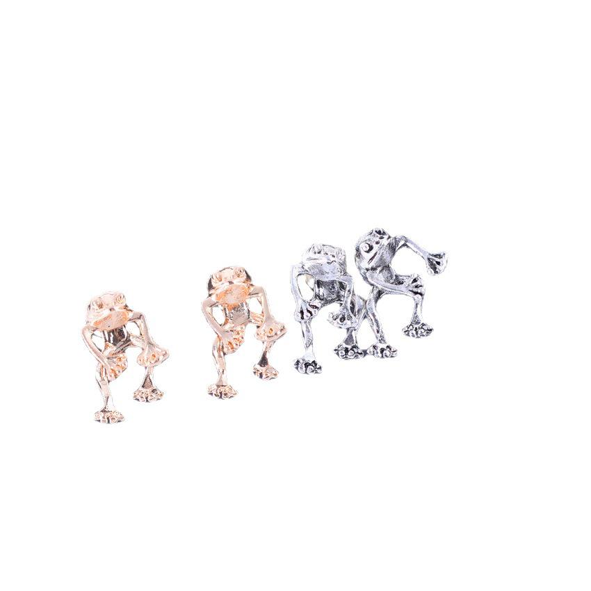 Vintage Silver Frog Stud Earrings: European & American Ethnic Punk Fashion for Women