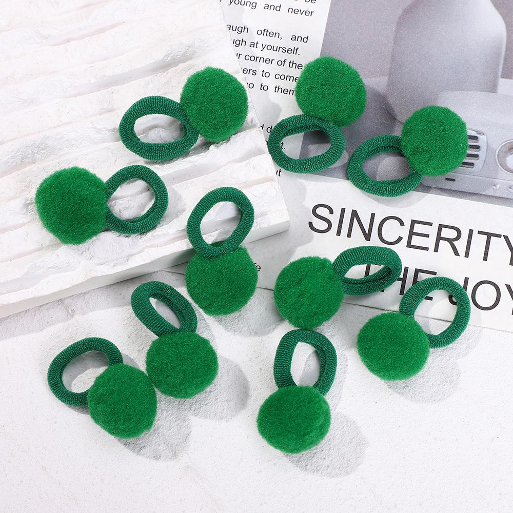 10pcs Kids Elastic Hair Bands Plush Ball Rubber Band For Children Girls Sweets Scrunchie Hair Ties Clip Baby Hair Accessories