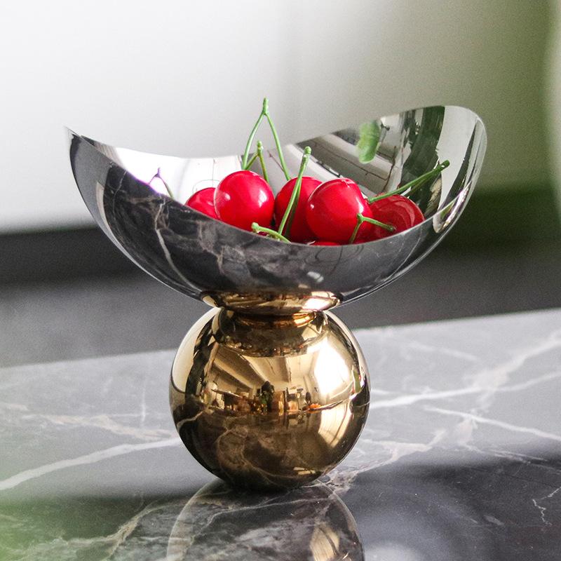 Stainless Steel Fruit Tray, Irregularly Designed Metal Ball Snack Bowl, Jewelry Storage Tray, Living Room Decoration Ornament