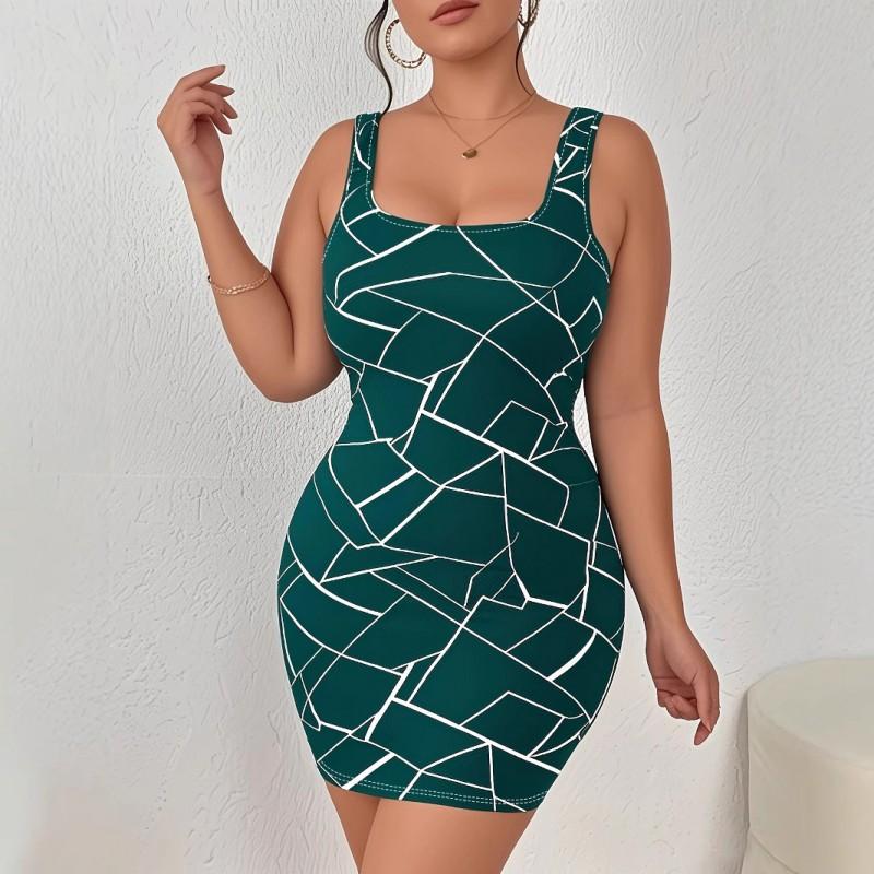 Womens Sleeveless Bodycon Midi Dress With 3D Print Breathable Lightweight Casual Office Wear