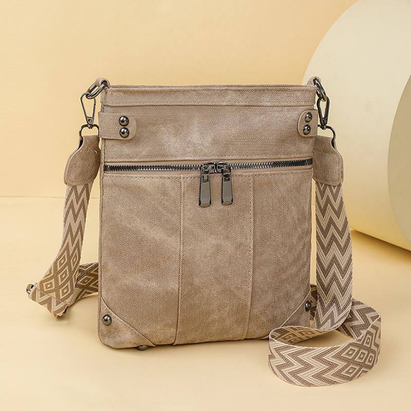 Dámská taška z měkké kůže Vintage taška přes rameno Vícekapsá velkokapacitní crossbody taška
