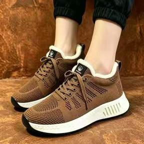 Customized cotton shoes women's shoes winter velvet thickened casual shoes lace-up walking mother shoes non-slip cotton boots