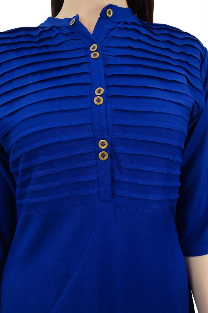 Bimba Women Summer Casual Pintuck Kurti Kurta 3 4 Sleeve Rayon Tunic Classic