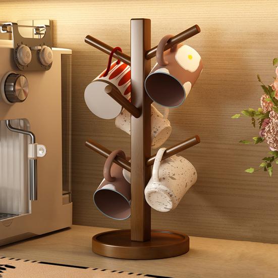 Stojak do przechowywania kubków na wodę Drewno lite Odwrócony uchwyt na kubki Nośność Możliwość piętrowania Biurkowy wieszak na kubki do Kuchni Restauracji Domu