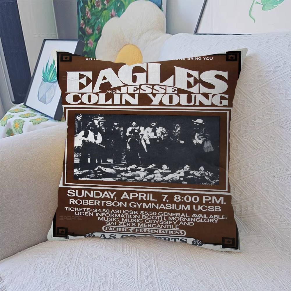 

E-Eagles Band Singer Retro Pillow Case Cushion Cover Car Throw Pillow Case For Sofa Car Christmas Gift 40x40cm 45x45cm 12x12Inch