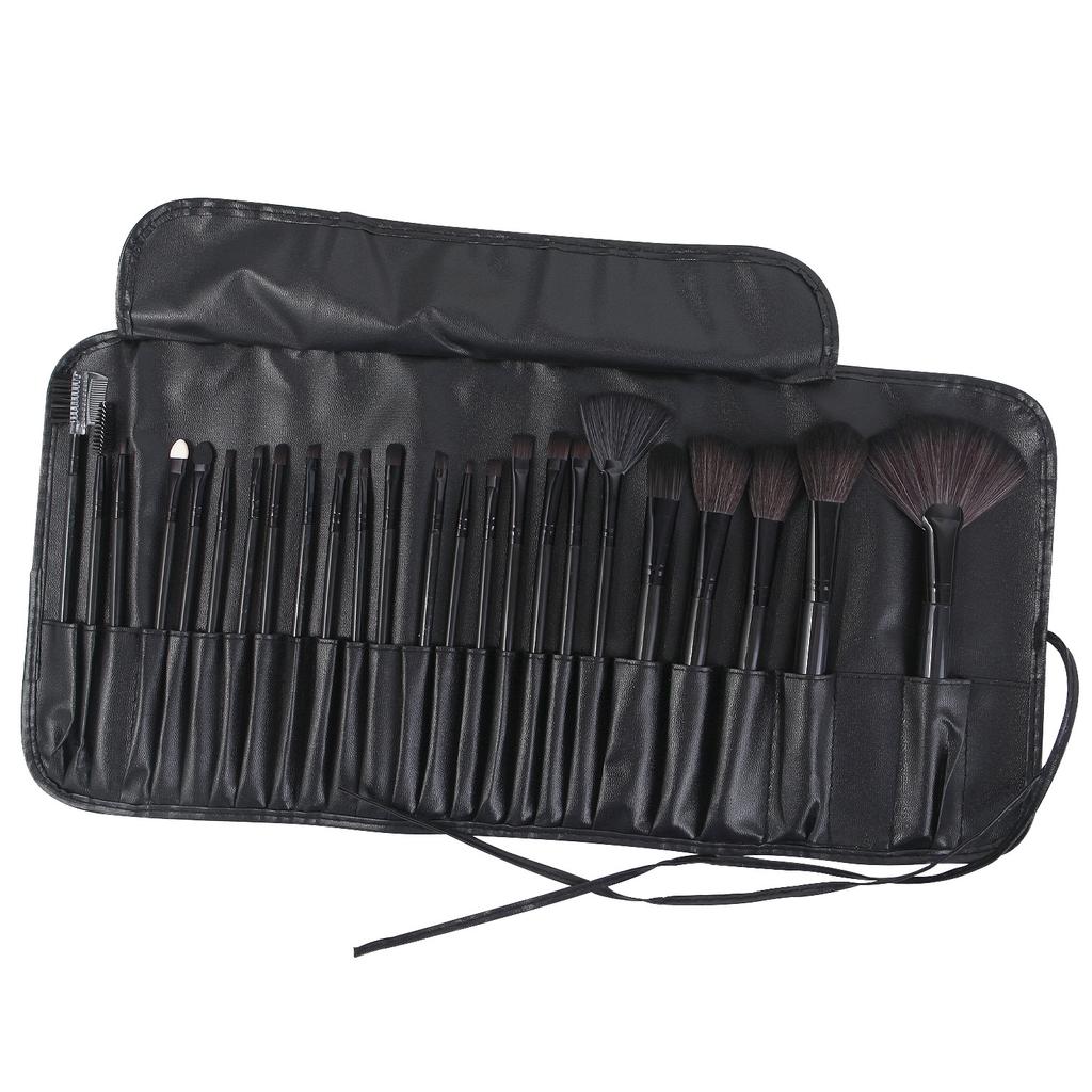 24Pcs Professional Makeup Brushes Set Black Premium Synthetic Bristles with PU Case for Foundation Powder Eyeshadow Makeup Kit