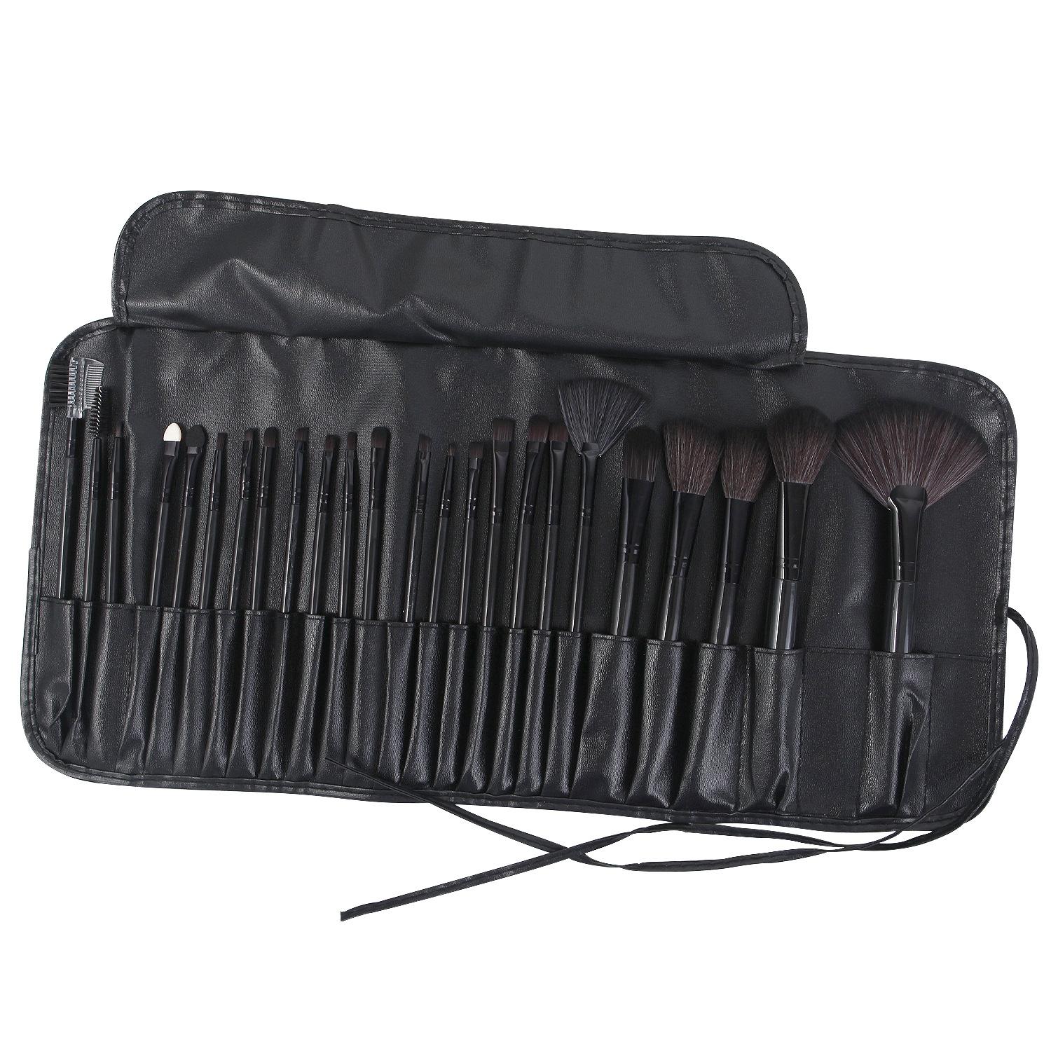 

24Pcs Professional Makeup Brushes Set Black Premium Synthetic Bristles with PU Case for Foundation Powder Eyeshadow Makeup Kit