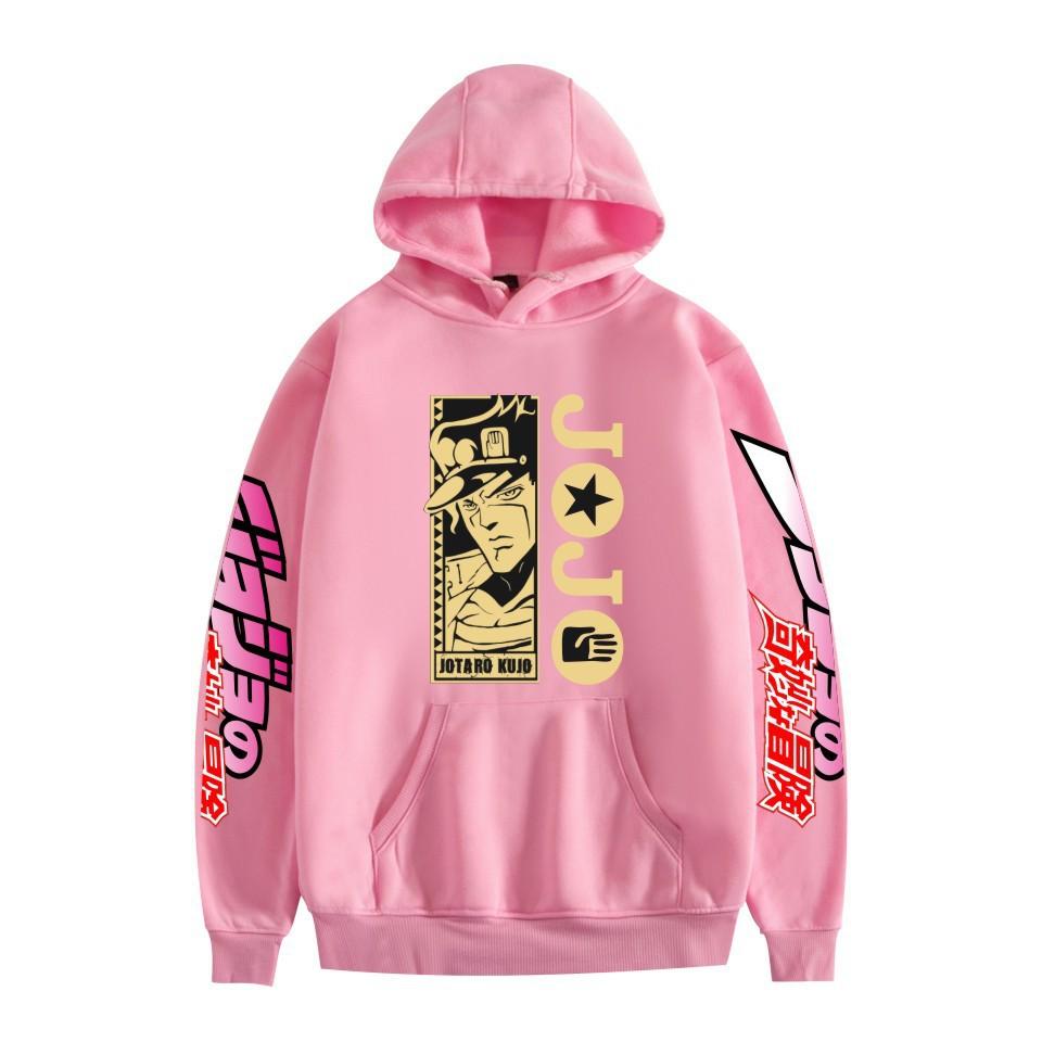Japanese Anime JOJO Bizarre Adventure Printed Hoodie with A Fluffy Lining Man Sweatshirts Long Sleeve Fashion Female Streetwear