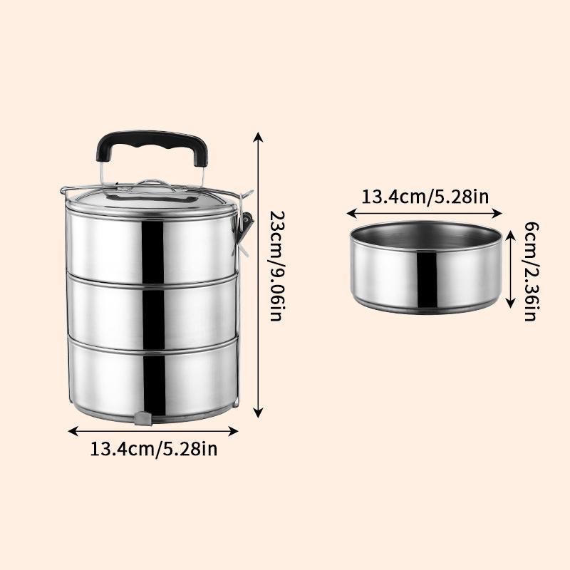 2/3/4/5 Layers Stainless Steel Lunch Box Lunch Container Heatable Portable Lunch Box Outdoor Thickened Large Capacity Pot