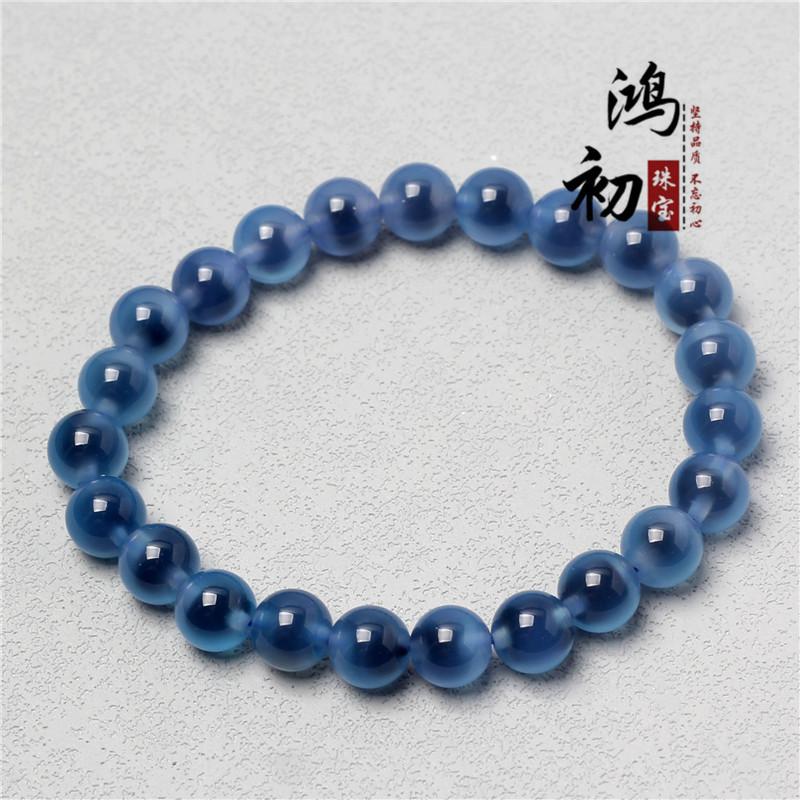 Hongchu Crystal Natural Sugar Agate Bracelet Blue Yellow agate bracelet 8mm/Strip