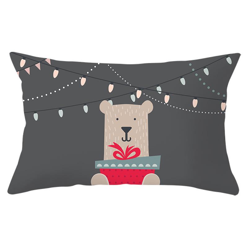 New Christmas Peach Skin Lumbar Pillowcase Cartoon Print Series Sofa Cushion Cover Throw Pillow Cover