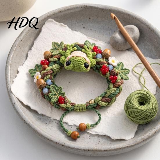 Pastoral Style Yarn Accessories Crochet Animal Bracelet DIY Kit Woodland Friends Craft Forest Jewelry Making Cute Squirrel Raccoon Frog Kit