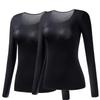 2 Stück Damen Thermounterwäsche Herbst Winter Unterhemd Langarm-T-Shirt Dünnes Oberteil Zweite Haut Damen Thermisch L-XL