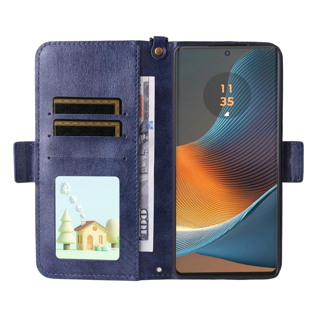 For Motorola Edge 50 Fusion 5G Leather Case Magnetic Closure Wallet Stand Phone Cover with Crossbody Strap