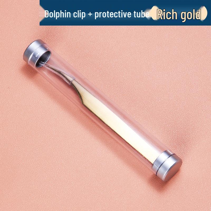 Plated Iridescent Precision Stainless Steel Rose Gold Feather Tweezers for Grafting False Eyelashes