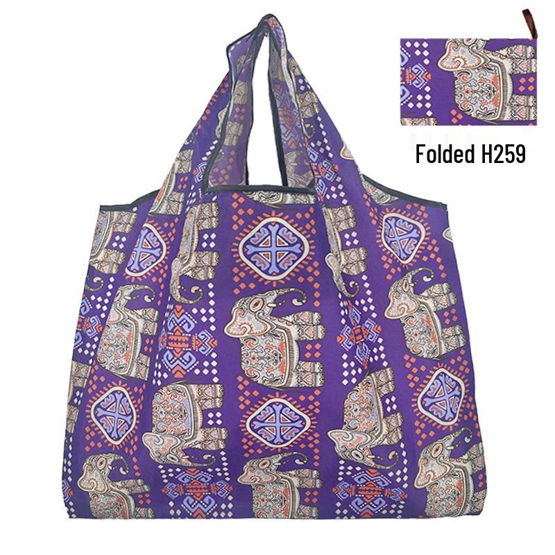 Foldable Tote Bag for Groceries - Large Capacity, Southeast Asian Print