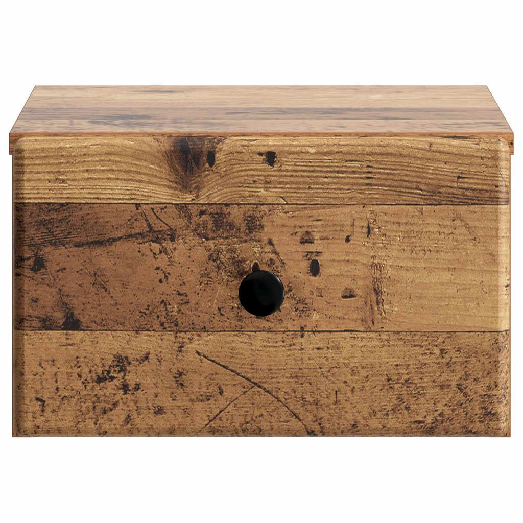 Wall Mounted Nightstand Reclaimed Wood Look 34.5 x 33 x 20 cm