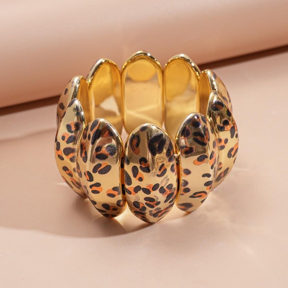 Temperament Leopard Print Cuff Bangles Europe American Style Exaggerated Bracelet  Decoration