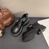 Platform small leather shoes women's British style autumn 2025 new French single shoes heightening lace-up muffin loafers