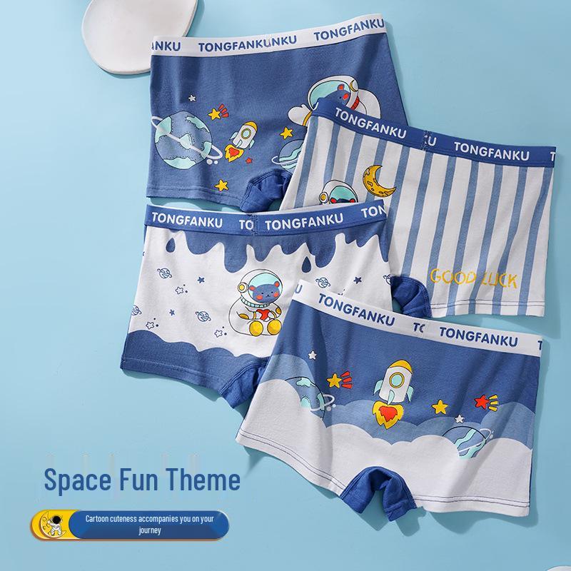 

Новые боксеры из чистого хлопка с мультяшным принтом для мальчиков - средние, большие, для малышей L (35-45 jin)