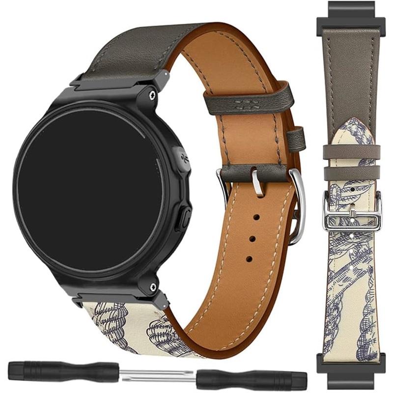 Leren band voor Garmin Forerunner 235 735 XT 230 220 630 620 stikkleur horlogeband voor Approach S20 S6 polsband armband metalen connectoren