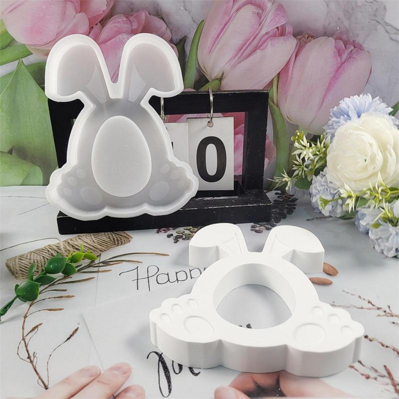 Easter Silicone Mold Hollow Bunny Resin Molds Easter Epoxy Resin Silicone Gypsum Molds Cartoon Home Aesthetic Decor For Crafts