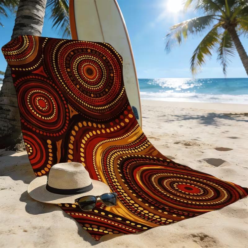 Boho Ethnic Dot Wave Art Beach Towel Sandproof Quick Dry Beach Blanket for Summer Beach Yoga Travel