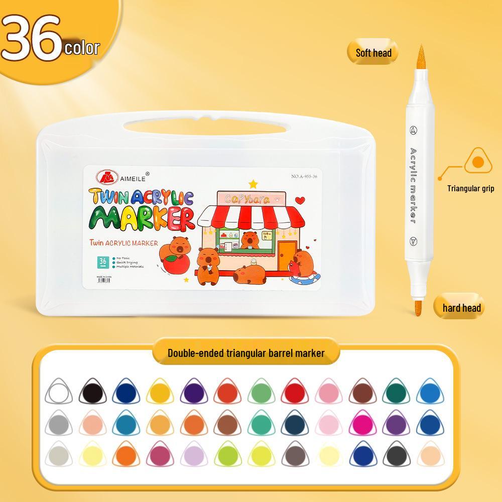 60-Color Double-Head Triangular Marker Set - Non-Bleeding, Stackable Watercolor Pens for Kids & Students