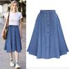 Summer Buttons Loose Elastic Denim Women Skirt Fashion Elegant Solid Color Casual Simple A-line Skirts Female Streetwear Loose Women's Clothing