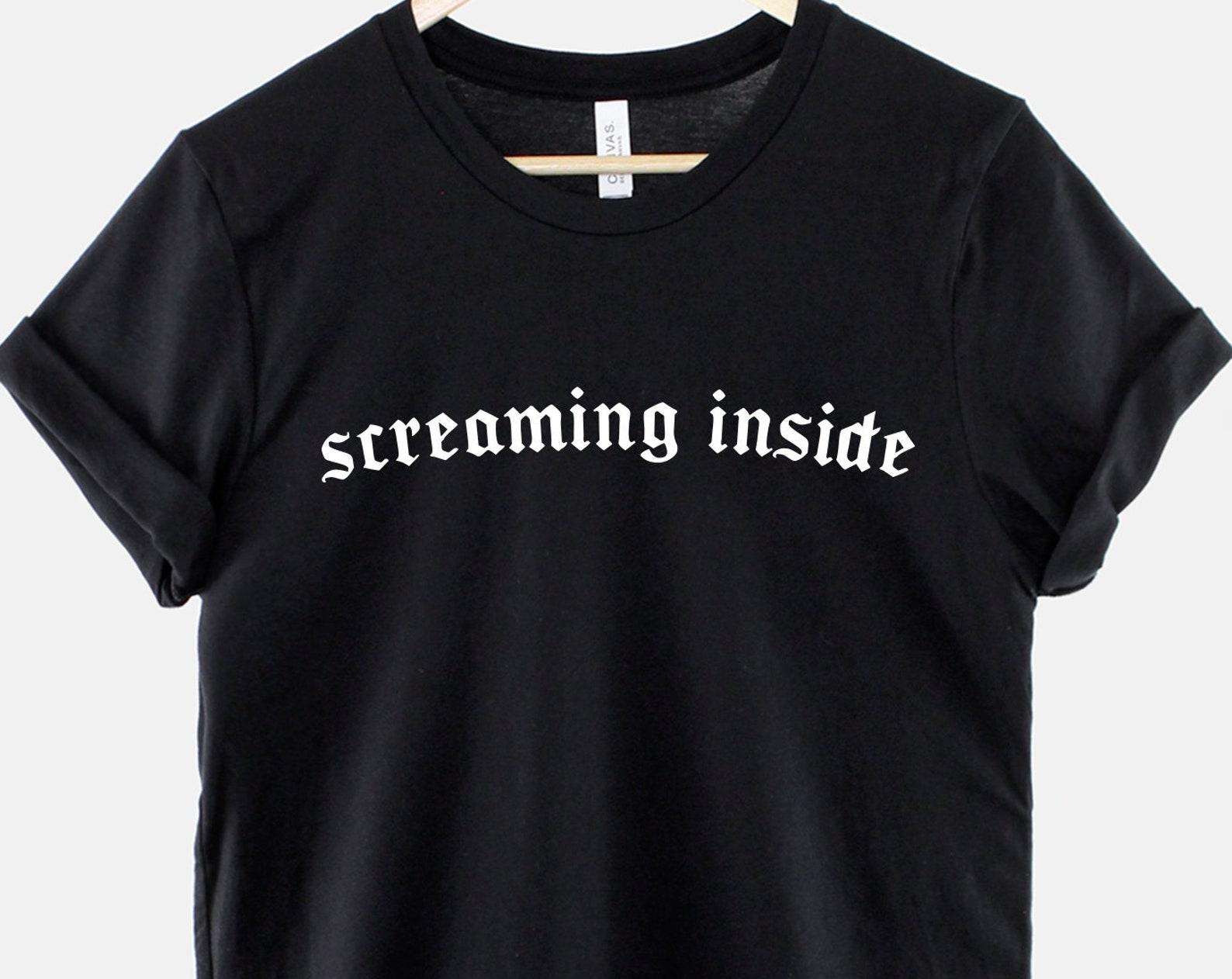 Screaming Inside Gothic T-Shirt: Emo Anti Social Statement Rock Style Tee S