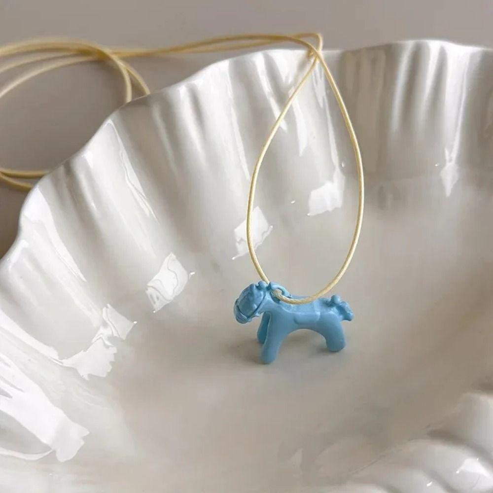 Necklace Horse Pendant Necklace Enamel Drip Glaze Dopamine Necklace Wedding Jewelry