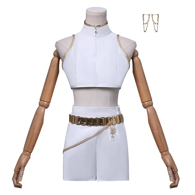 Rumi Zoey Mira Cosplay Costume Wig Women Girls White Leather Suit Halloween Carnival Party Comic-con Role Playing Outfit