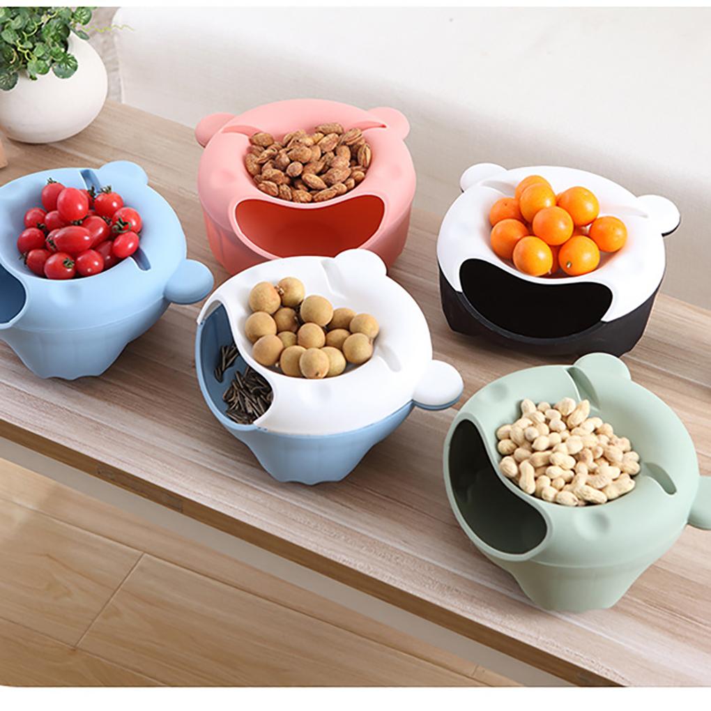Snackteller 2 Etagen Obst-Nuss-Schale Kunststoff Aufbewahrungsbox Desktop Mülleimer Handyhalter