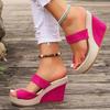 Fashion Summer Rosy Red Thick Bottom Slippers Women Fashion Office High Heel Platform Slides Woman Party Wedding Open Toe Sandals Mujer