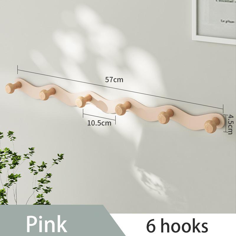 Punch-Free Wave Shape Hook On The Door Iron Raw Wood Living Room Hanging Clothes Hook Bedroom On The Door Wall Clothes Storage