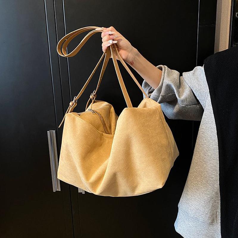 Yogodlns Autumn Winter Big Boston Luxury Designer Tote Soft Matte Suede Leather Women Handbag Female Shoulder Crossbody Bag