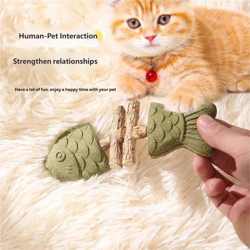 Fischgräten-Katzenminze-Ranke Spielzeug für Katzen Kauspielzeug für Haustiere zur Zahnpflege Mensch-Tier-Bindung Spielzeug Haustierbedarf Lustiger Katzen-Teaser-Stab